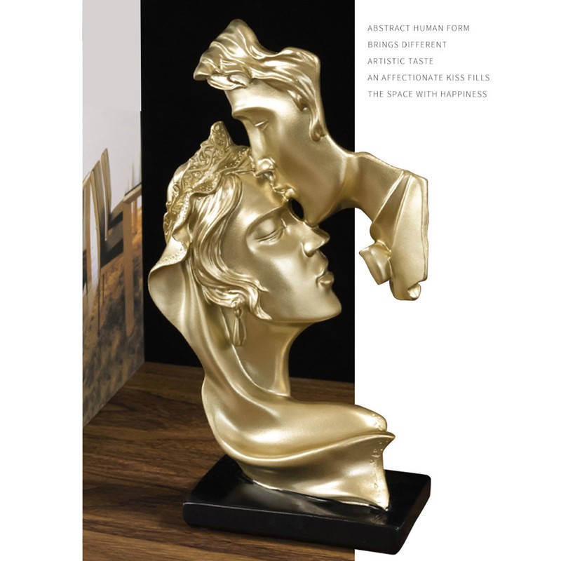 Couples Kiss Sculpture Exquisite Decorative Resin Kissing Lover Figurine Home