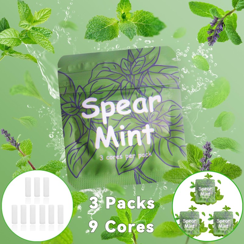 LAMKHOO 3 Packs of Plant-Based Spearmint Flavor Cores for Breathing