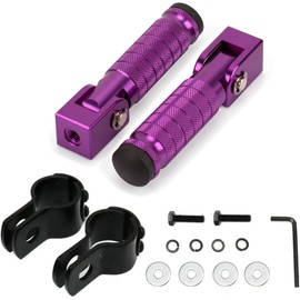 XINGWU M8 Motorcycle Foot Pegs 90 Degree Foldable Footpegs CNC Anti-Skid Footrest Universal for Yamaha Honda Suzuki Aprilia Electric Car Motorbike Mini Bike Dirt Pit Bike Passenger Pedal Purple
