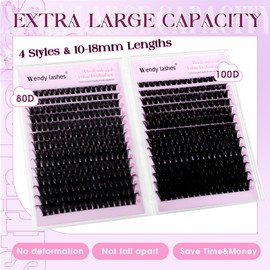 DIY D Curl Lash Clusters Natural Look Individual Cluster Lashes 60P+80P,28,10-18 mixed Wispy-lashes Soft （28-60P+80P-07-D-1018）