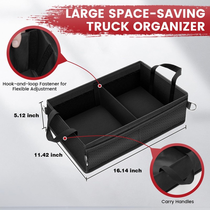 Autofit Under Seat Truck Organizer Storage Box with Removable Divider