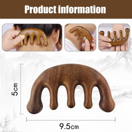 Wooden Scalp Massage Comb Natural Wide Tooth Hair Tool Meridian Gua Sha Head Relaxation