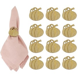 ALPHA Living HOME - Servilleteros de metal dorado envejecido, 12 unidades, forma de calabaza, 1.5 pulg. de diámetro. Anillos redondos para decoración de otoño, Acción de Gracias, boda, decoración de