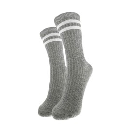 Hycome 6 Pairs Comfortable Casual Cotton Socks for Women, Girls and Students (Light gray 2 lines)