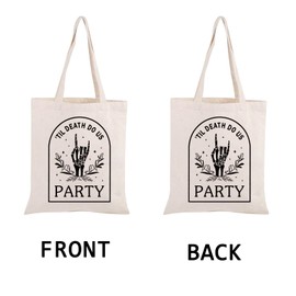 PWHAOO Bride and Bridesmaids Tote Bag Bride Or Die Tote Bag Bride Or Die Bachelorette Party Gift Bridal Party Gift, Death Do Us Party Tote, 14.17 inches (length) x 12.6 inches (width)