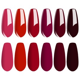 Vishine Burgundy Red Gel Nail Polish Set of 6 Colors Purple Red Dark Wine Bright Red Gel Polish Kit UV LED Soak Off Nail Polish Home DIY Manicure Nail Salon Varnish 8ml