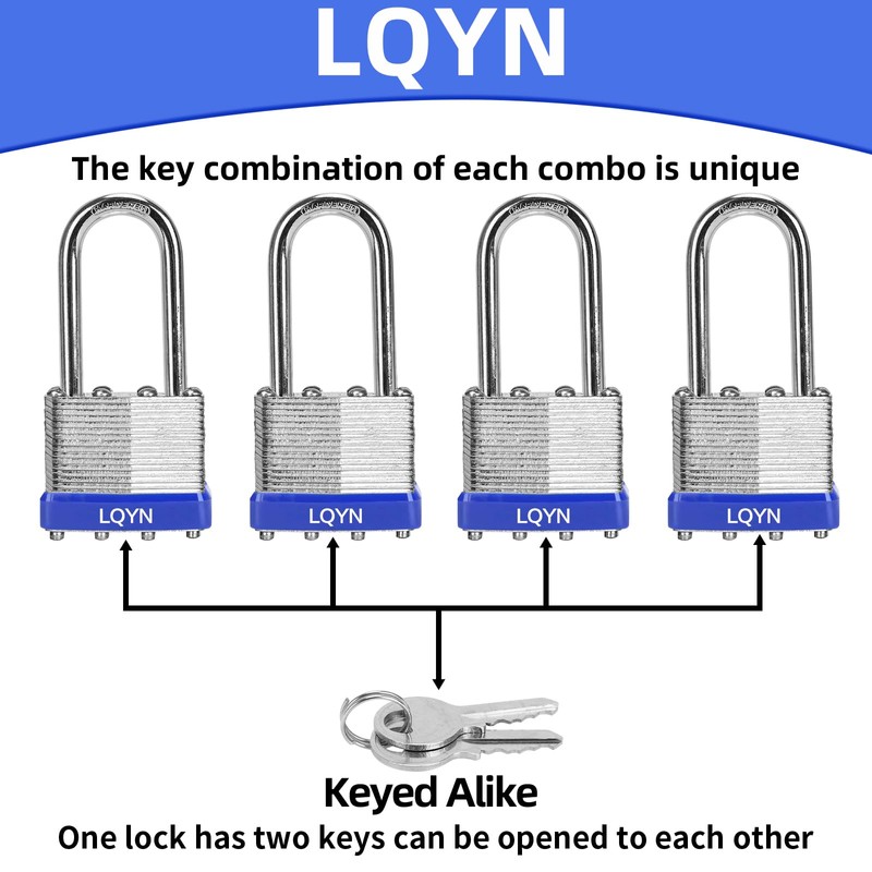 Padlocks with Same Key, LQYN 24 Pcs Laminated Keyed Padlock