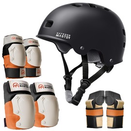 OutdoorMaster Skate Protective Gear Set for Adult & Youth, Skateboard Helmet Knee and Elbow Pads with Wrist Guards for Scooter, Inline Roller Skating, Skateboarding