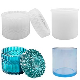Moldes de resina para tarro AFUNTA, 2 piezas de moldes de silicona para tarro con tapa, moldes de resina epoxi para tarro grande de diamante, para frasco de almacenamiento DIY, contenedores de