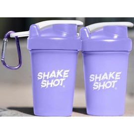Shake Shot Solid 4 oz Mini Pre-workout & Supplement Bottle with Clip & Shaker Ball Dishwasher Safe BPA Free Phthalate Free:_2 Purple Bottles