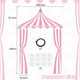 3Pcs Carnival Party Decorations - Pink Circus Theme Party Striped Porch Banner - Carnival Tent for Photo Props And Birthday Party Decorations