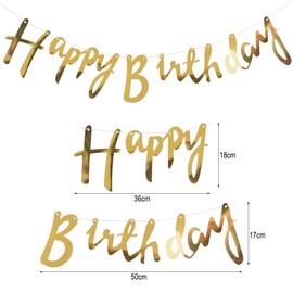 Happy Birthday Garland, Gold Happy Birthday Banner, Garland Birthday, Happy Birthday Decoration, for Adults and Children Birthday Party Decoration