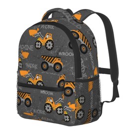 Toddler Backpack for Boys Construction MachinesCars Truck Tractor Kids Waterpro of Backpack Preschool Bookbag Child Student Mini Bag Kindergarten Daypack Travel School Bag for Age 3-8 (Dark Grey)
