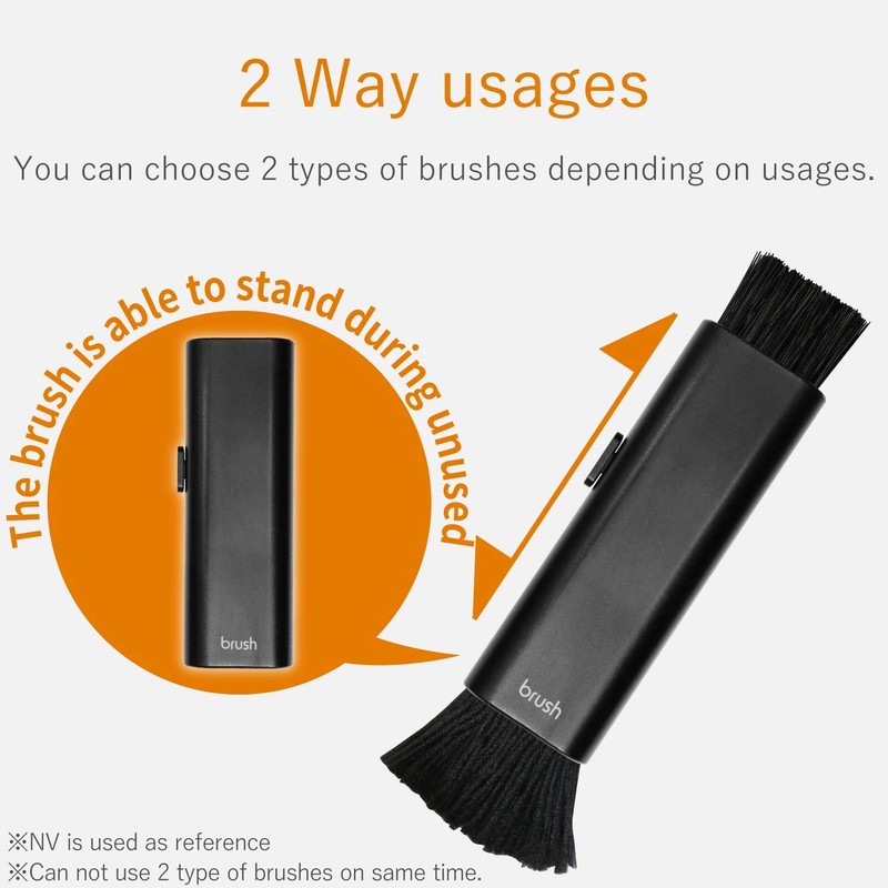 Elecom KBR-014AS Cleaner Brush, Anti-Static Fiber, Compact, Storage-Type, 2-Way, Includes