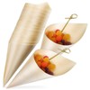 DEARMAMY 100 Pcs Disposable Wooden Cone Tasting Serving Wooden Cones