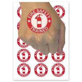 Fire Safety Trained Extinguisher Emergency Sign Temporary Tattoo Water Resistant Fake Body Art Set Collection - 15 2" Tattoos (1 Sheet)