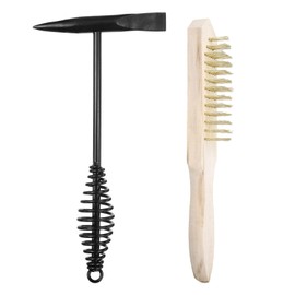 sourcing map 2pcs Welding Chipping Hammer 11.3" Slag Hammer with Coil Spring Handle 10.6" Welding Steel Wire Brush Copper-Plated for Rock Pick Forged Brick