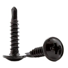 4.2mm x 16mm Black Self Drilling Wafer Head Screws Steel Self Tapping Screws for Metal Sheets Roofing Windows (Pack of 50)