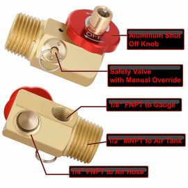 Hromee Air Tank Repair Kit w/Safety Valve, Pressure Gauge and 4 Feet Air Tank Hose Assembly kit for Portable Carry Tank