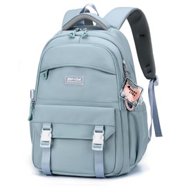 Tanou Girls' School Backpack, 28L Large Backpack for Teenagers, Waterproof, Simple and Stylish School Bag for Girls 10-18 Years, Casual Daypack with Pendant, blue