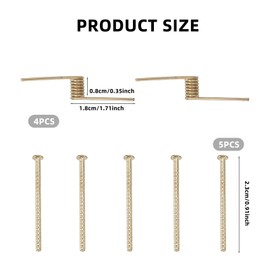 NICENEEDED 4 PCS Hair Claw Clip Spring Replacement, 5 PCS Golden Clip Spring with Central Axle Rod, Hairpin Squre Rectangle Butterfly Jaw Clamp Repair Parts