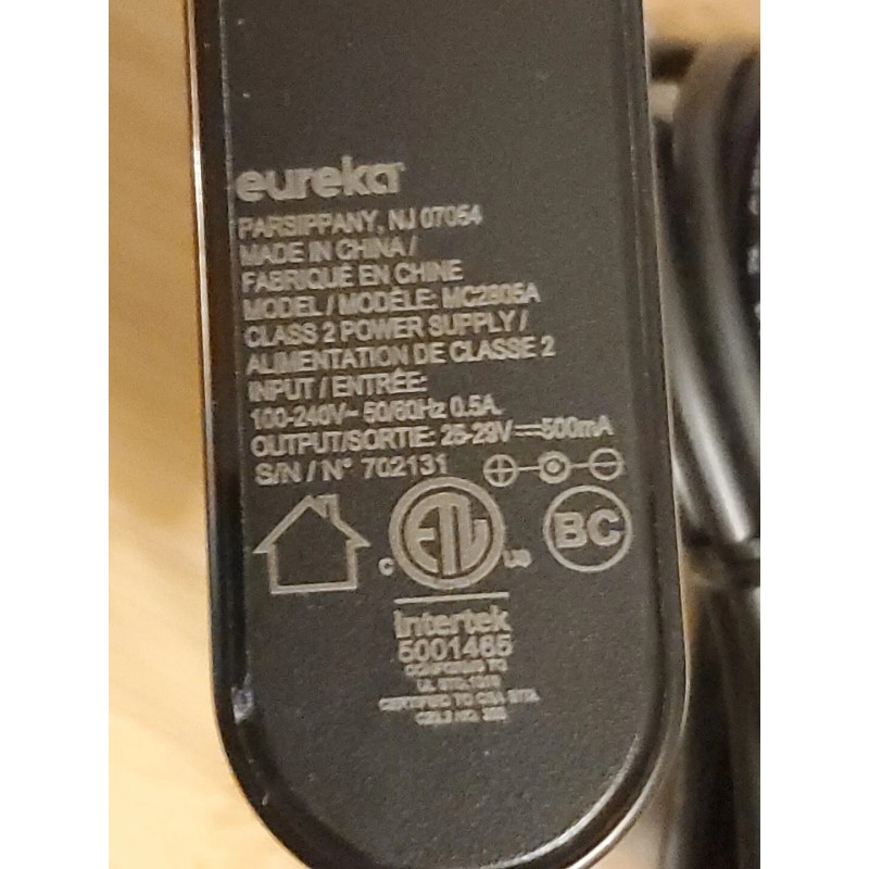 Intertek Eureka 25-29V AC Adapter For NEC480 Elevate Cordless Vacuum
