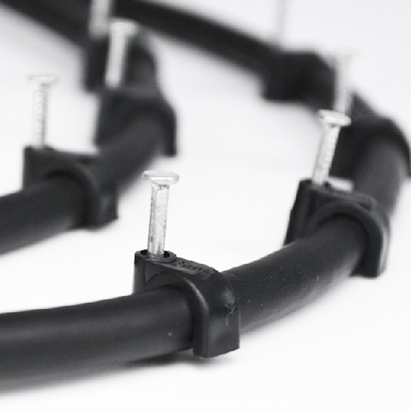 QualGear 6mm Cable Clips, Black, 100 Pack, CC2-B-100-P