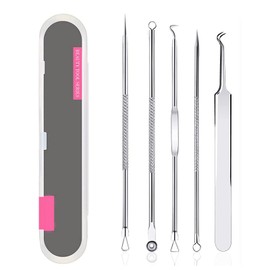 Rnitle Mitesserentferner Komedonenquetscher Set,Edelstahl Akne Whiteheads Mitesser Entferner Kit,Blackhead Remover mit Box aus Edelstahl Akne Whiteheads Mitesser Entferner Kit für alle Hauttypen