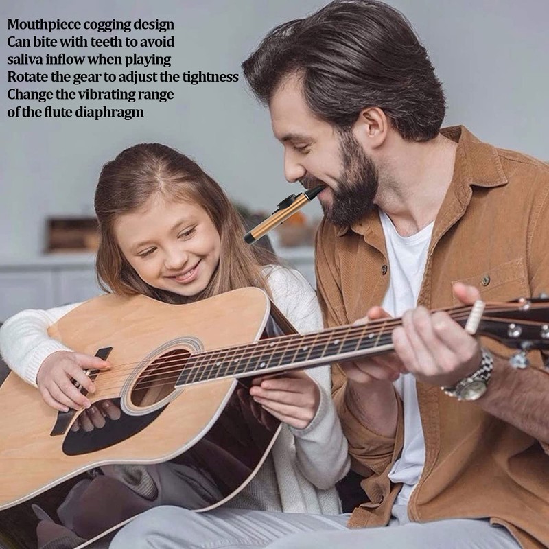 Metal Kazoo Resin Mouthpiece Adjustable Tightness Wind Instrument with Flute