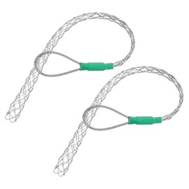 MECCANIXITY Cable Pulling Grip for 12-15mm Cable(Green) 37cm,1.21FT Wire Mesh Puller Socks Grip Single Head Galvanizing Steel Wire Grips Net Cover Smooth,2 Pcs