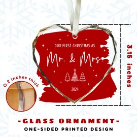 Wedding Gifts - Wedding Gifts for Couples 2024 - Mr and Mrs Gifts - Wedding Gifts for Newlyweds, Wedding Gifts for Bride - Bridal Shower Gifts - First Christmas Married Ornament 2024 - Glass Ornament