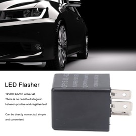 LED Flasher Relay, Non Polarity 12V 24V Universal ABS Normally Open Flash Relay CF15 JL-02 Type LED Flasher Electronic Automotive Flashers, Black