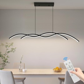 Matven Modern Ceiling Chandelier Light, Acrylic Anti-Flicker Pendant Lamp with Remote Control Dimmable 3 Color Mode (Warm & Cool & Neutral Light) & Brightness Ceiling Lamp for Kitchen