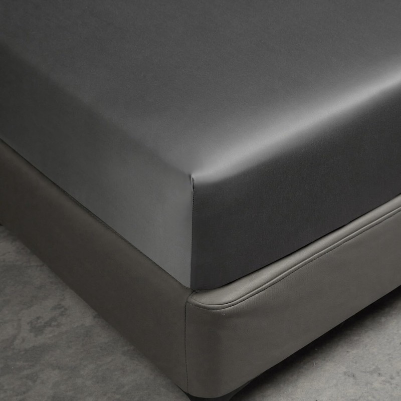 Bamboo Fitted Sheet 160 x 200 cm Dark Grey Fitted