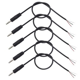 ELNONE 5PCS 0.3M/1FT 3.5mm Male to Bare Wire Open End TRS 3 Pole Stereo Cable for 3.5mm Stereo Male Repair