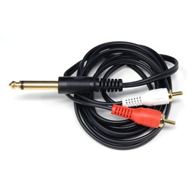 DRUT 2m 6.35mm Mono Jack Plug to 2 x RCA Phono Plugs Screened Audio Cable Adapter Gold Contacts OFC 6.5ft