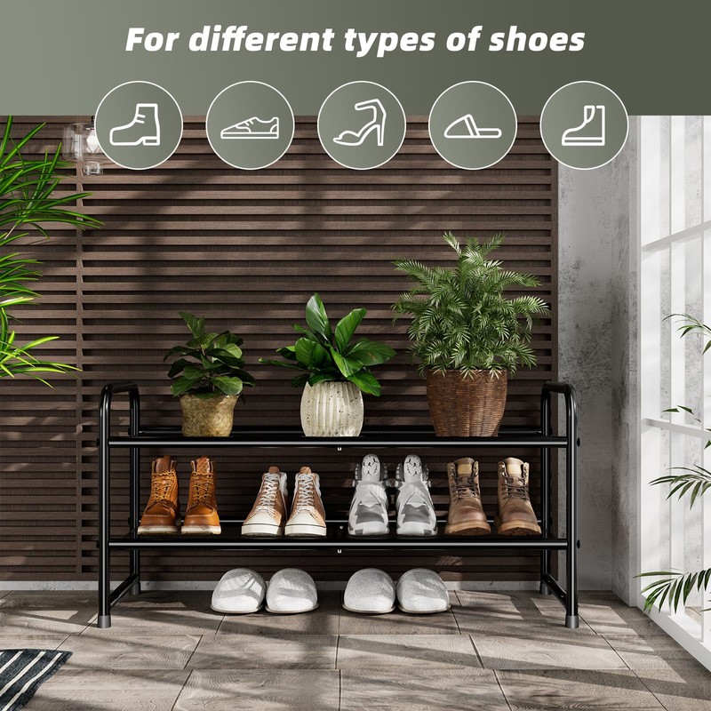 SUFAUY 2 Tier Mesh Shoes Rack for Closet, Stackable All