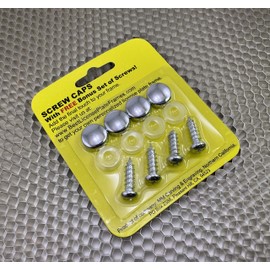 Set of Plastic License Plate Caps and Stainless Steel Screws - Chrome