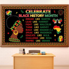 gisgfim Black History Month Classroom Bulletin Board Decorations Set African American Celebration Cutouts Black History Month Bulletin Board Decor for School Home Chalkboard Educational Wall