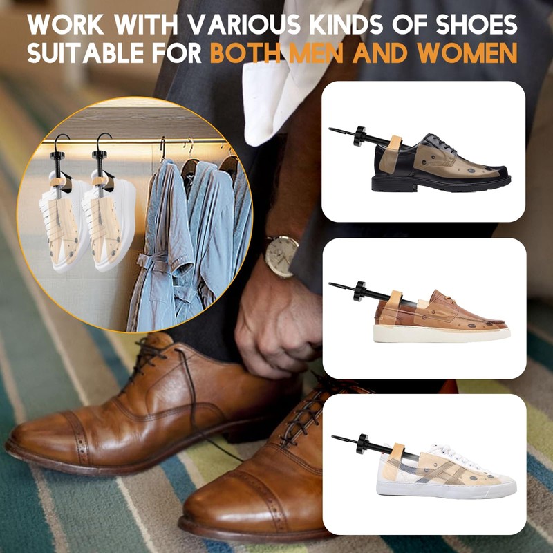 UHIAGREE Wooden Shoe Stretcher, 4-Way Shoe Expander Widener Shoe Tree