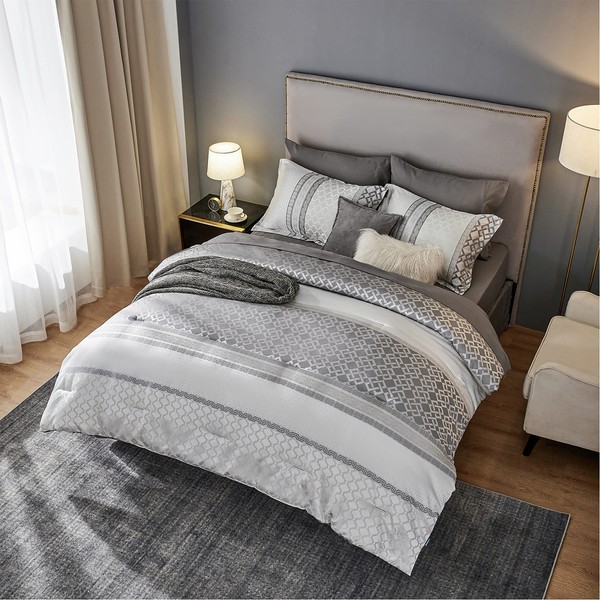 Bedsure Queen Size Bedding Set - 7 Pieces Hotel Style Queen Bed in a Bag，Grey Comforter Set with Comforter, Sheets, Pillowcases & Shams