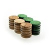 Luxury Manopoulos Olive Wood 36mm Backgammon Checkers - Green and