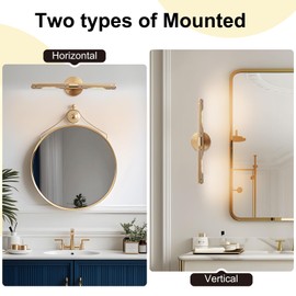 LOZOHOM Picture Lights for Wall, 23.6in Hardwired Black Knurled Picture Light, Rotatable 360° Modern Art Light for Living Room Bathroom Study Room E12 Bulbs Included (GOLD-19inch)