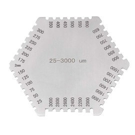 Regun High Precision Wet Film Comb, Hexagon Wet Film Comb Made of Stainless Steel 25-3000um Strength, Tool for Paint Vanish Thickness Measurement