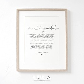 Lula Design NANA and Grandad Poem A4 or A5 PRINT, Nana and Grandad Gift, Grandparent Poem, Gift for Grandparents, Grandparent Print Gift, Christmas