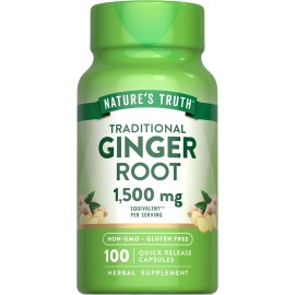 Nature's Truth Ginger Root Capsules 1500mg | 100 Count | Non-GMO, Gluten Free|by Nature's Truth