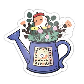 Bubu and Kawaii Flowers Clear Vinyl Sticker Matt Finish