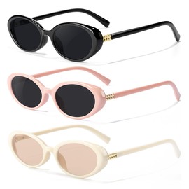 GFUIARA Retro Oval Sunglasses for Women Men UV400 Protection 90s Sunnies Vintage Small Frame Lightweight Sun Glasses