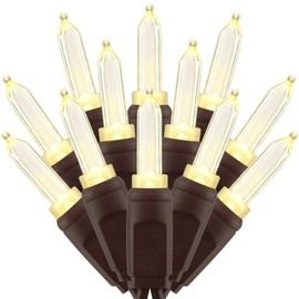 SWEET SHINE 140 Warm White One-Piece LED Christmas Lights, Pack of 2 Strands 70 Count 24 ft Brown Cord, High Waterproof UL Certified T5 Outdoor String Lights (Warm White T5)