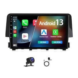 EUBUY Android 13 Car Stereo Radio for Honda Honda Civi 2016 2017 2018 2019 2020 with Wireless CarPlay Android Auto, 4+64G 9 Inch Touchscreen GPS Navigation WiFi Backup Camera